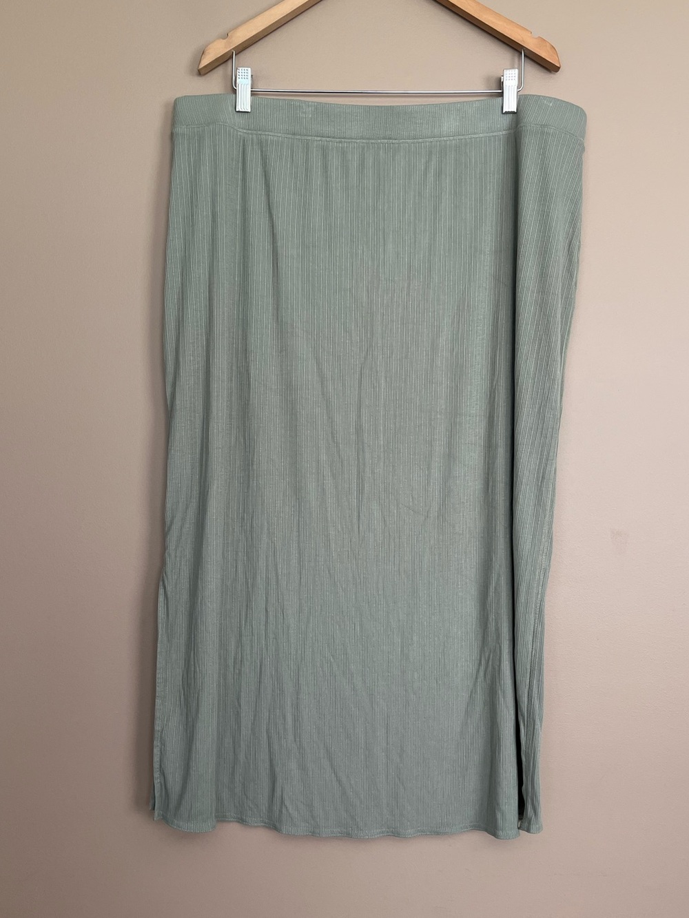 {Haven Well Within} Ribbed Knit Midi Skirt in Sage Green - Womens XXL